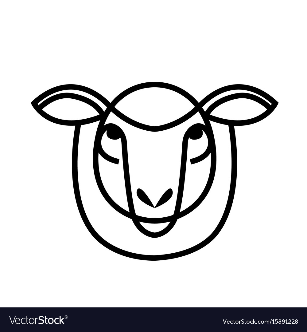 Linear stylized drawing - head of sheep or ram Vector Image