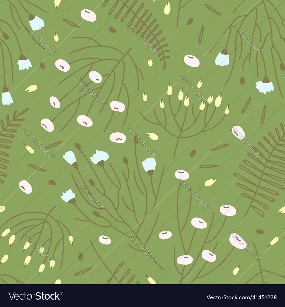 Seamless pattern flower meadow on a green Vector Image