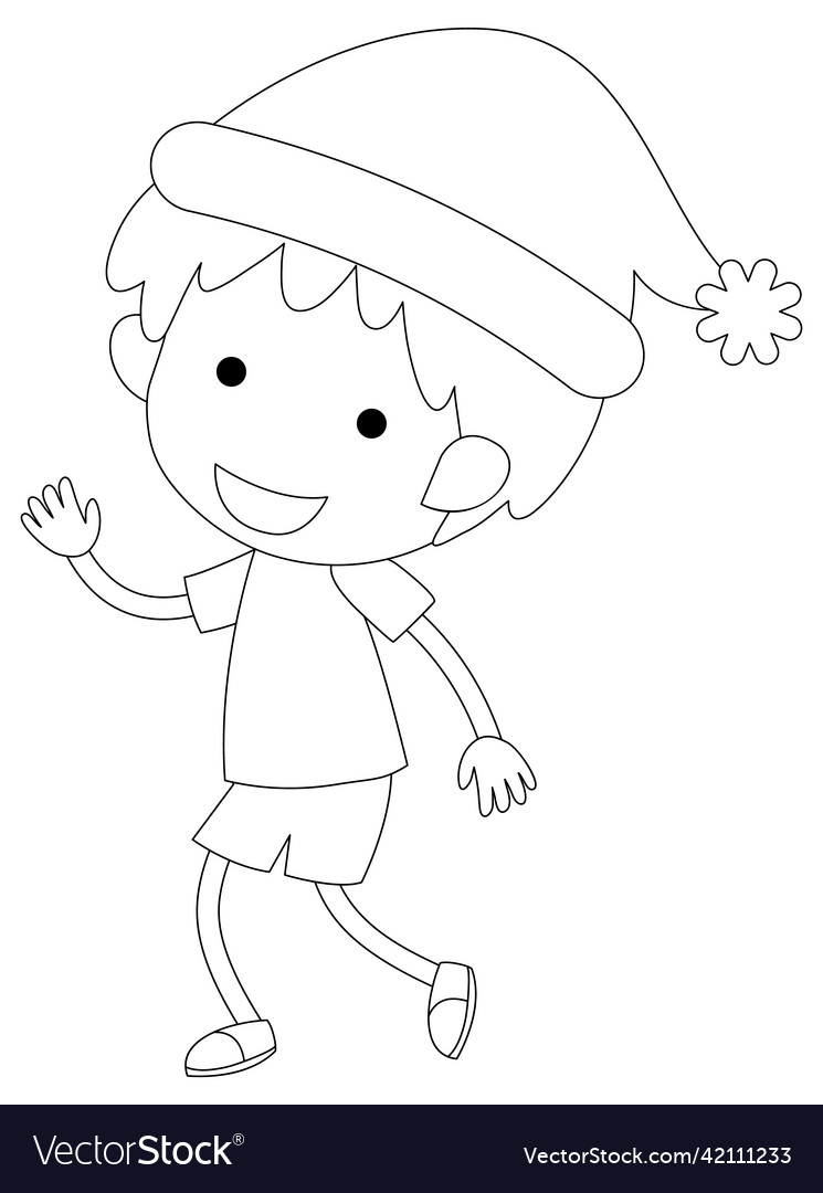 A boy doodle outline for colouring Royalty Free Vector Image