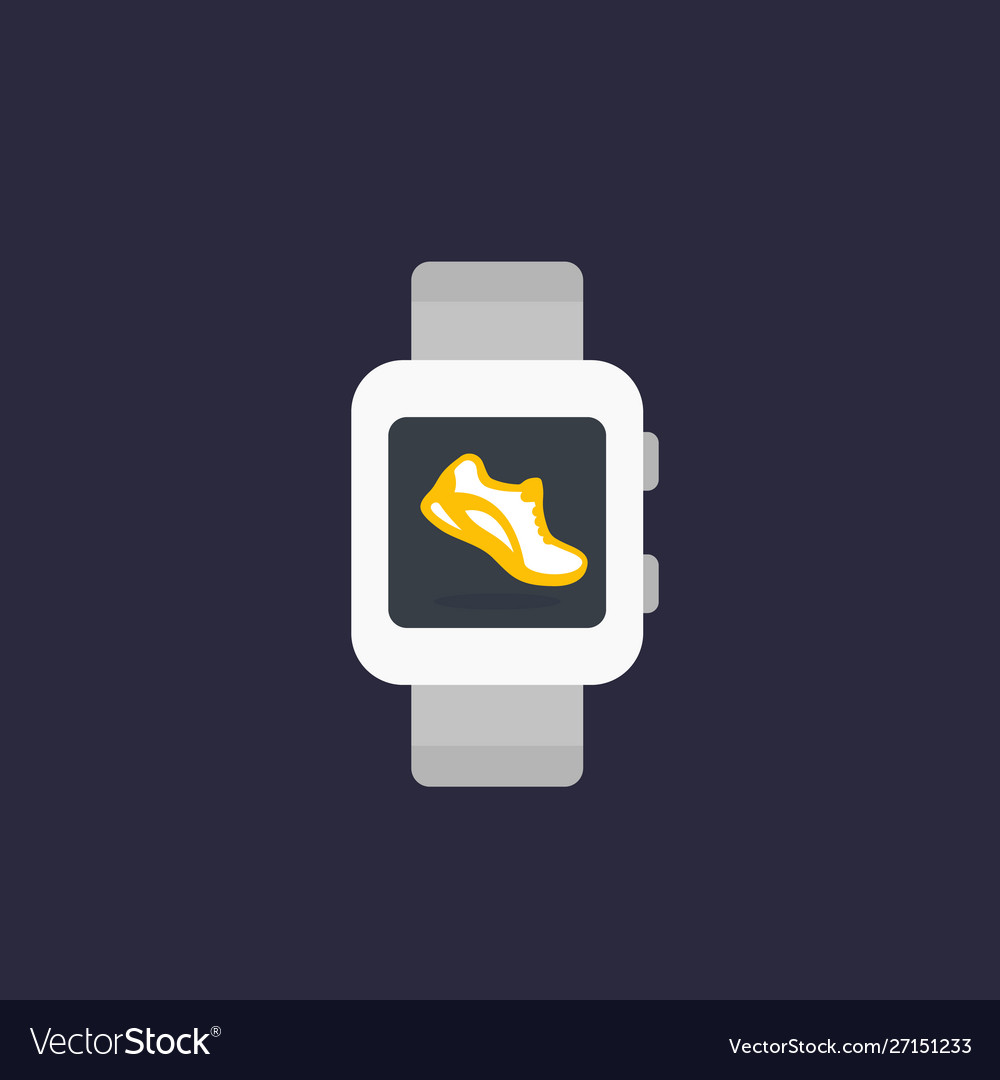 Fitness app pedometer icon with smart watch