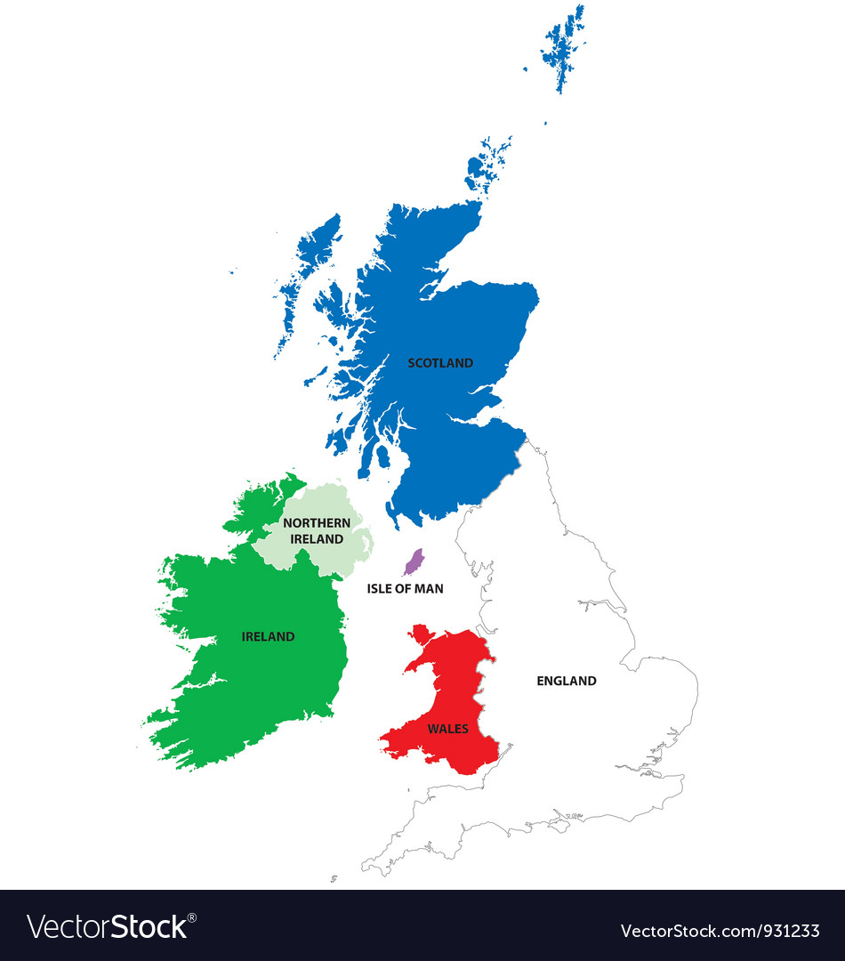 Map United Kingdom And Ireland Royalty Free Vector Image