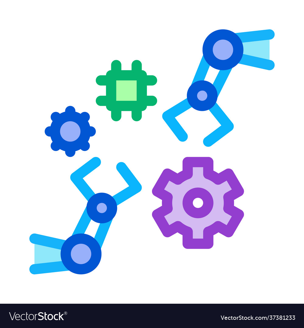 Robotic arm process machine learning color icon Vector Image