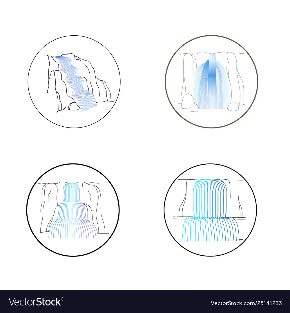 Set waterfall cascade Royalty Free Vector Image