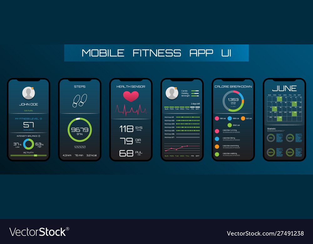 Application on mobile phone to track steps Vector Image