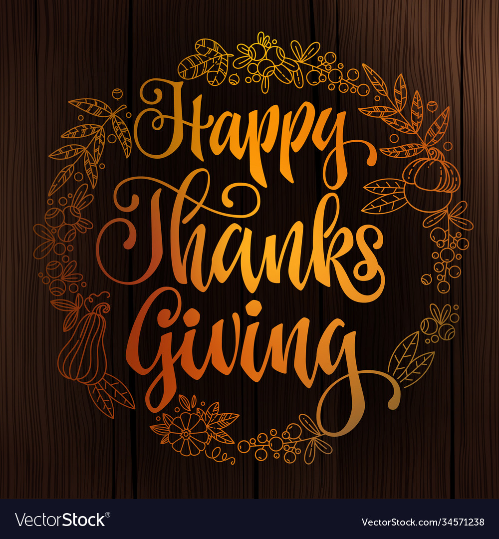 Happy thanksgiving phrase Royalty Free Vector Image