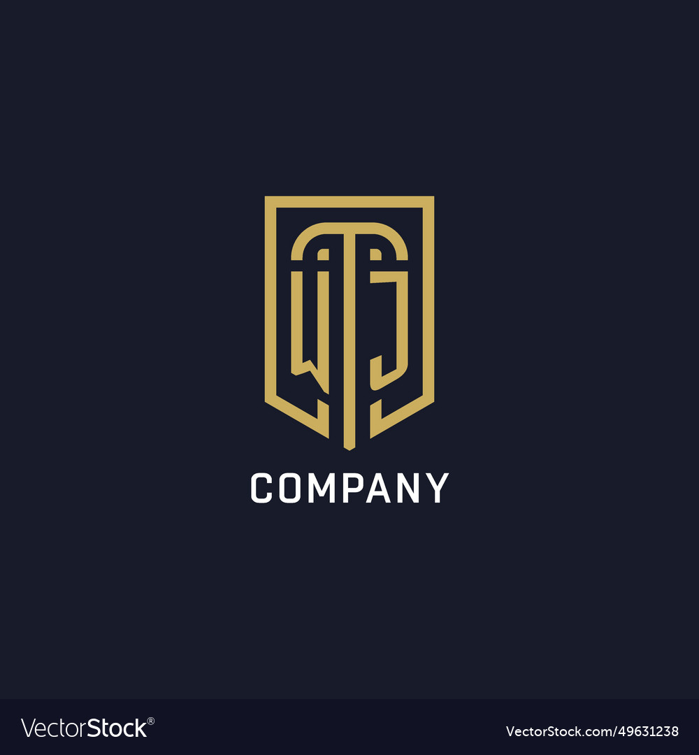 Initial wj shield logo luxury style creative Vector Image