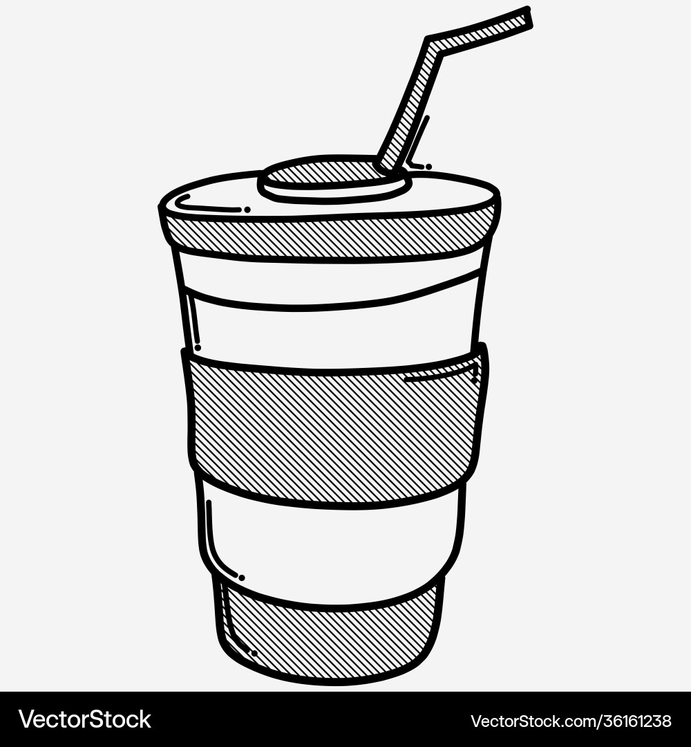 Paper cup doodle icon drawing sketch hand drawn Vector Image