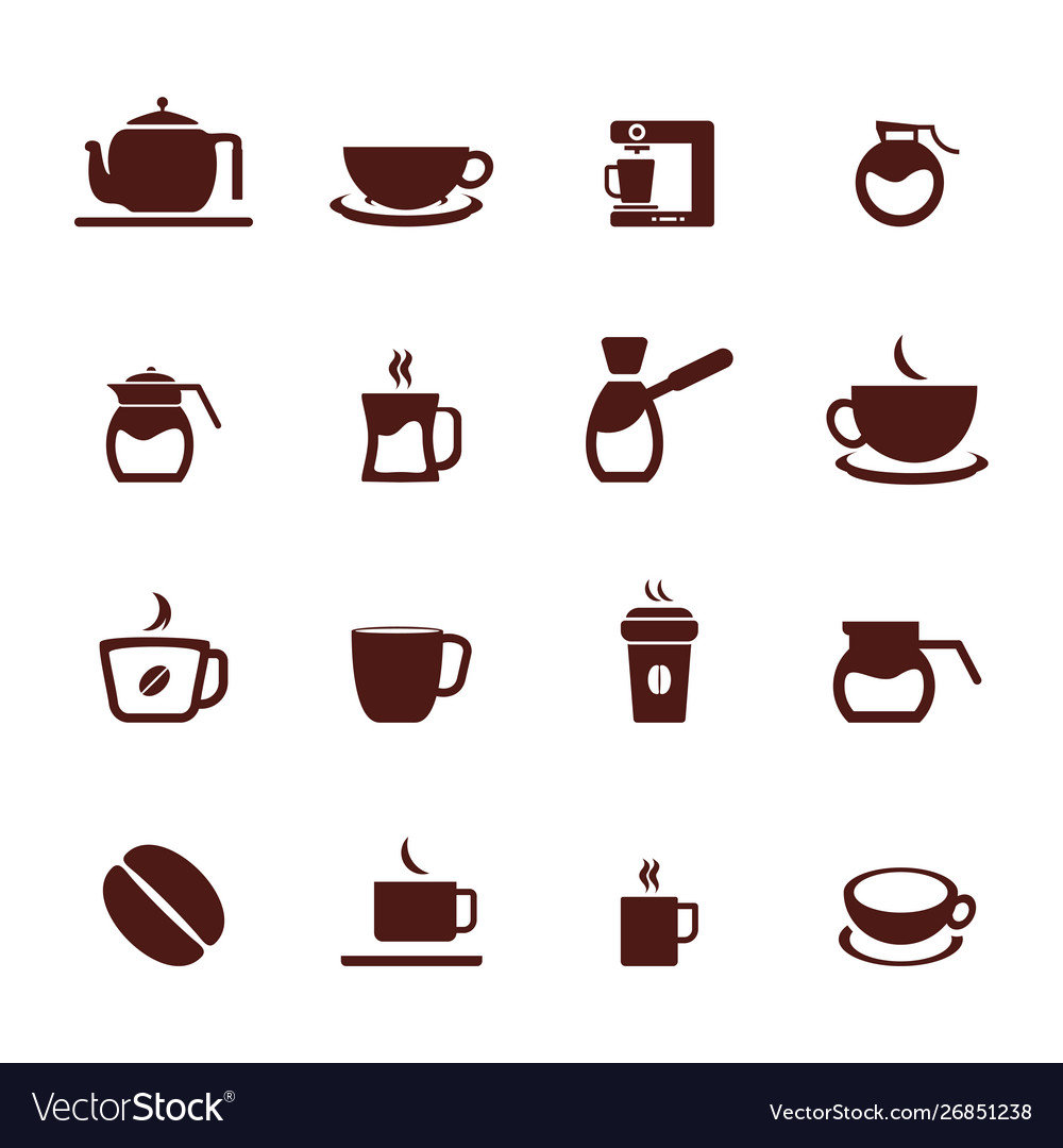 Set coffee icon logo concept template cup Vector Image