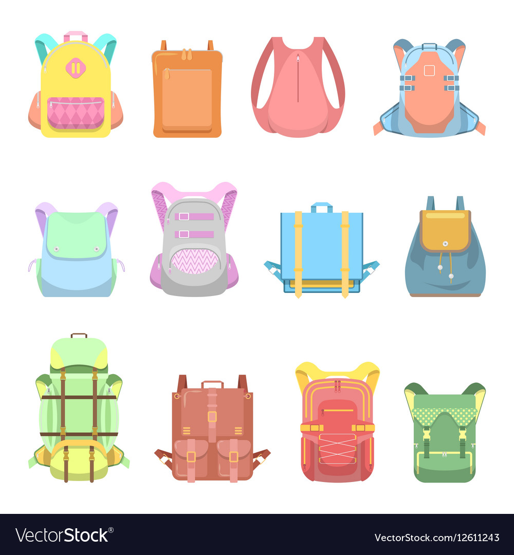 Backpack suitcase and bag set for school travel Vector Image
