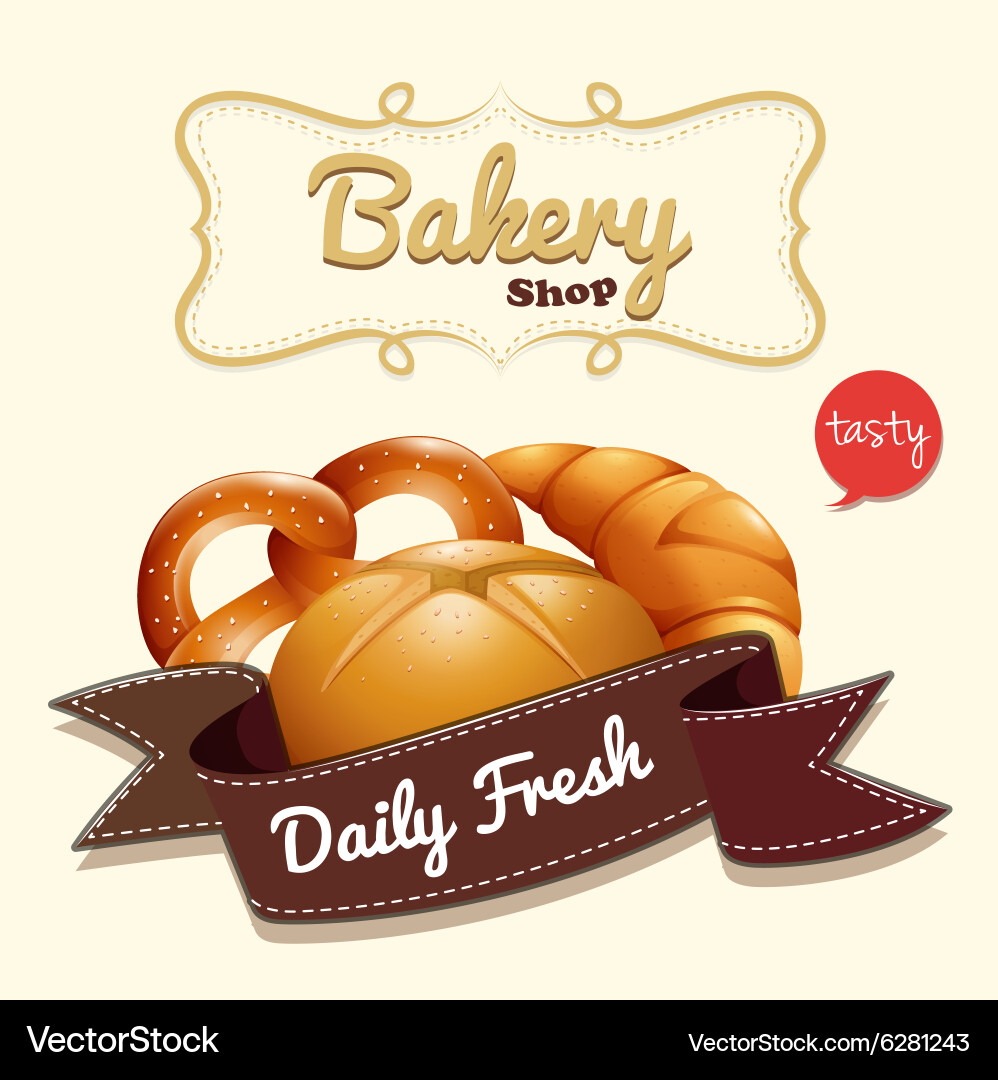 Bakery logo with text and bread Royalty Free Vector Image