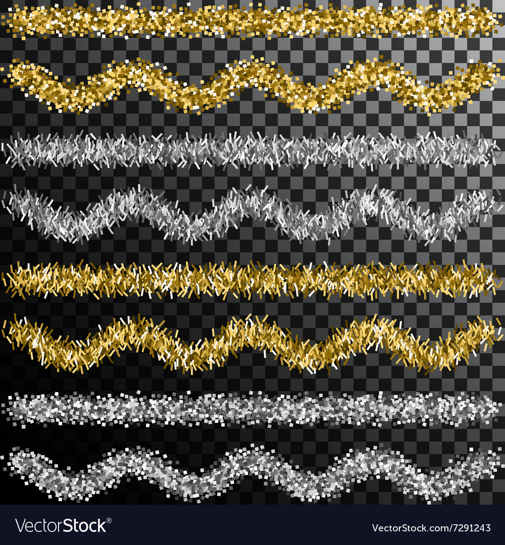 Christmas tree tinsel gold and silver decoration Vector Image