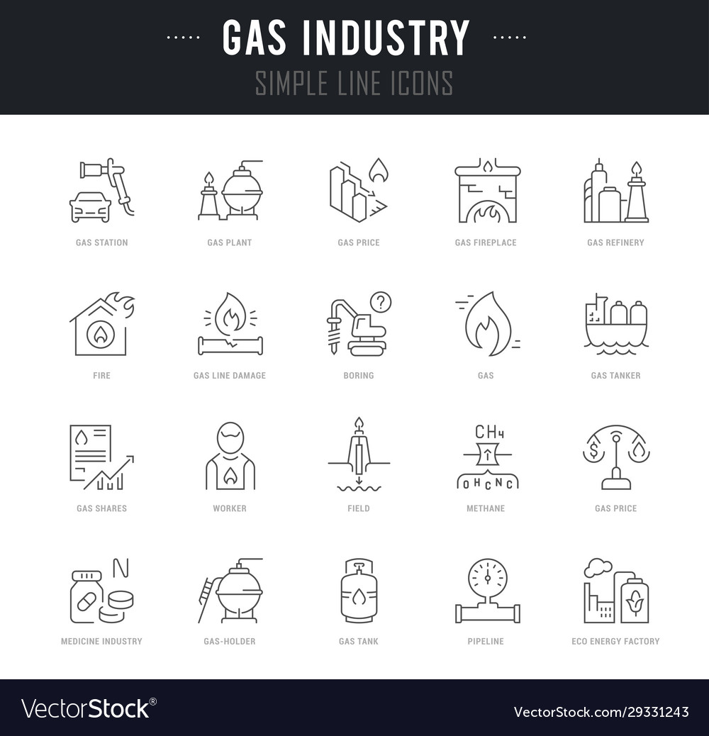 Set line icons gas industry Royalty Free Vector Image