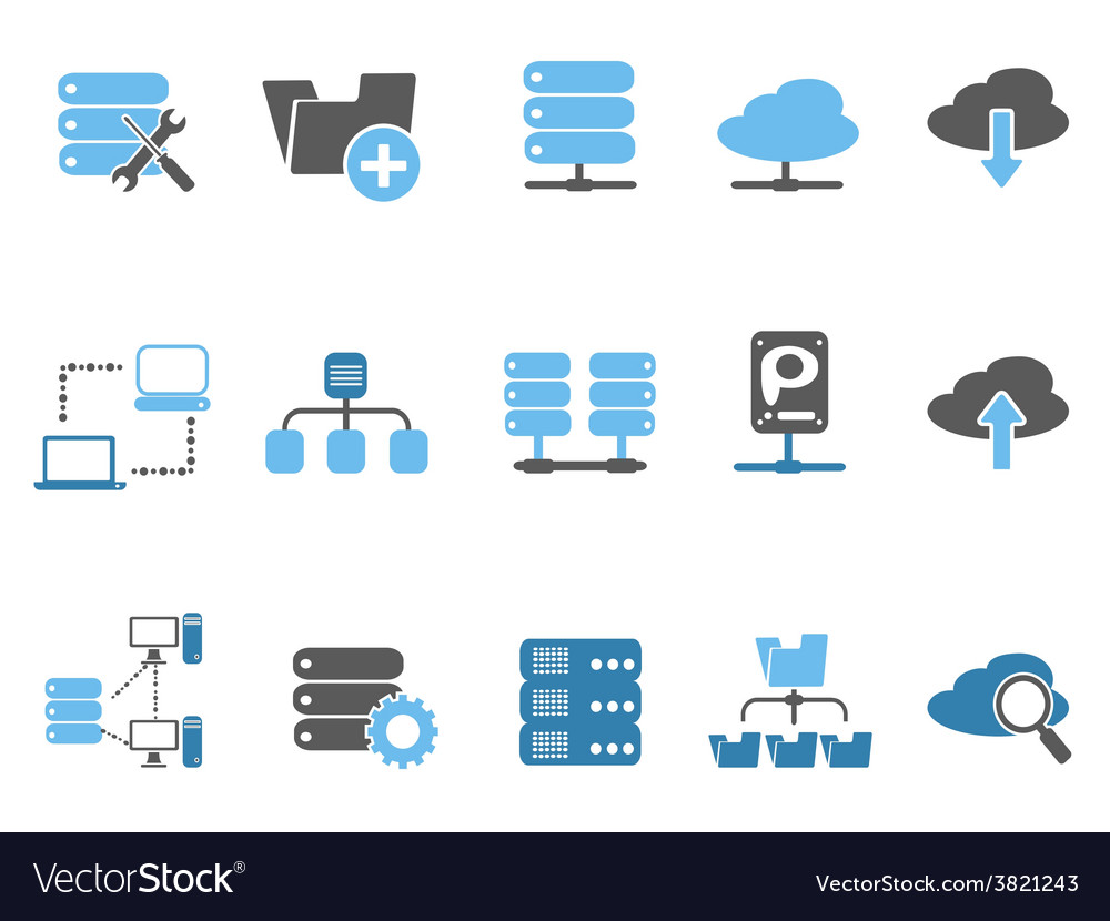 Web host icons set blue series Royalty Free Vector Image