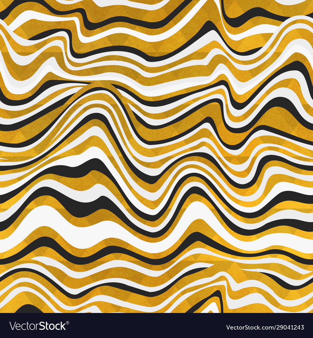 Yellow curved lines pattern with grunge effect Vector Image