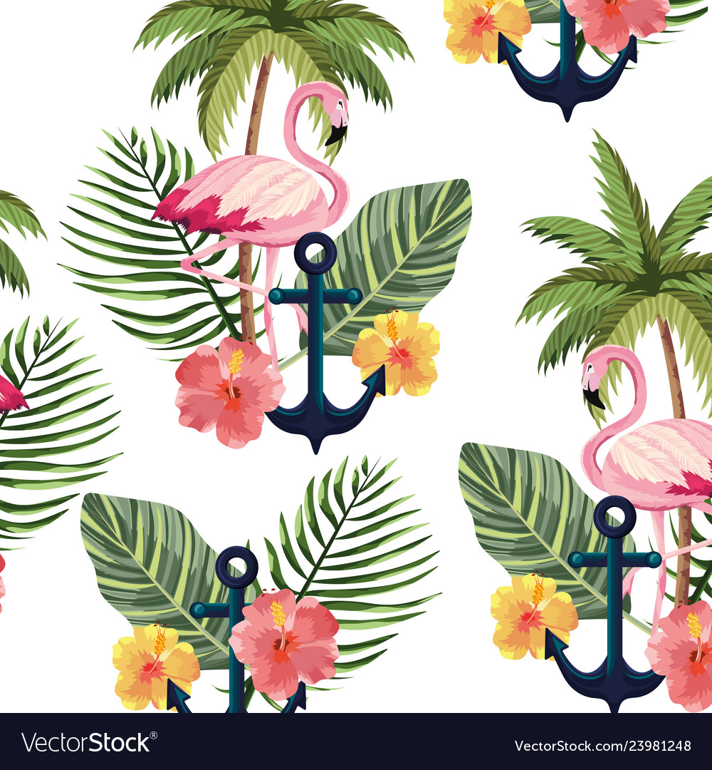 Beautiful tropical flowers cartoon Royalty Free Vector Image