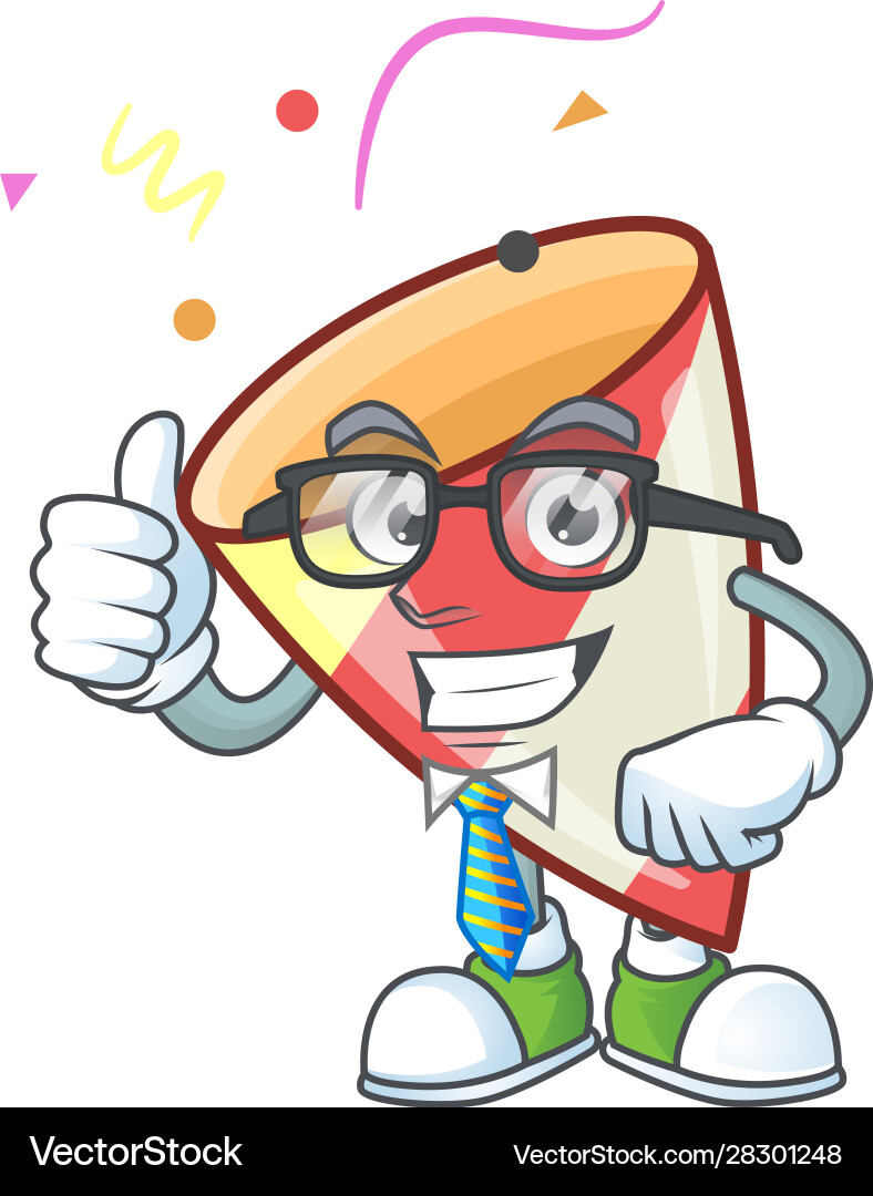 Cool businessman exploding confetti mascot cartoon