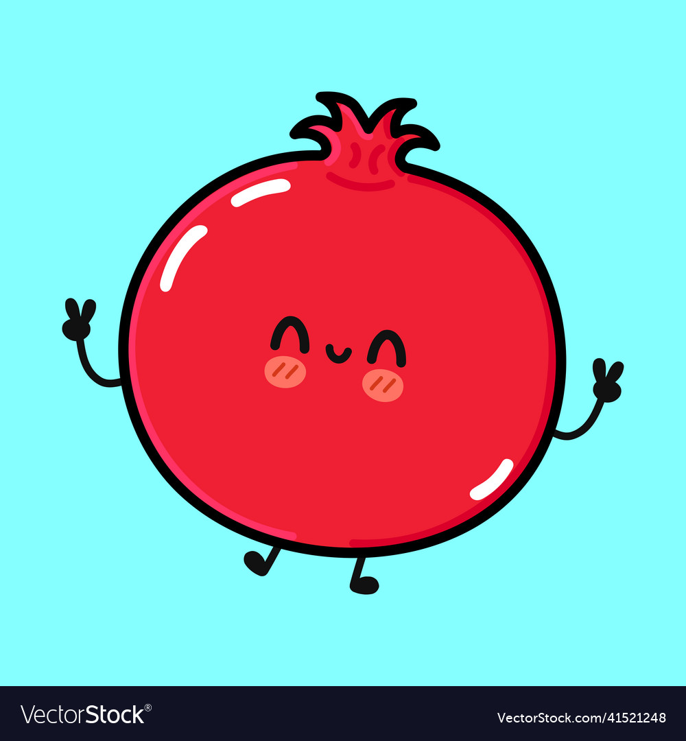 Cute funny pomegranate fruit character hand Vector Image