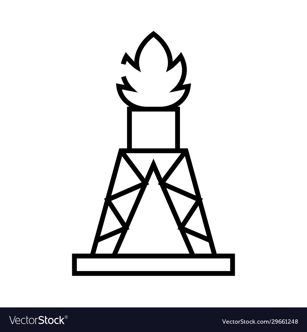 Drilling rig line icon concept sign outline