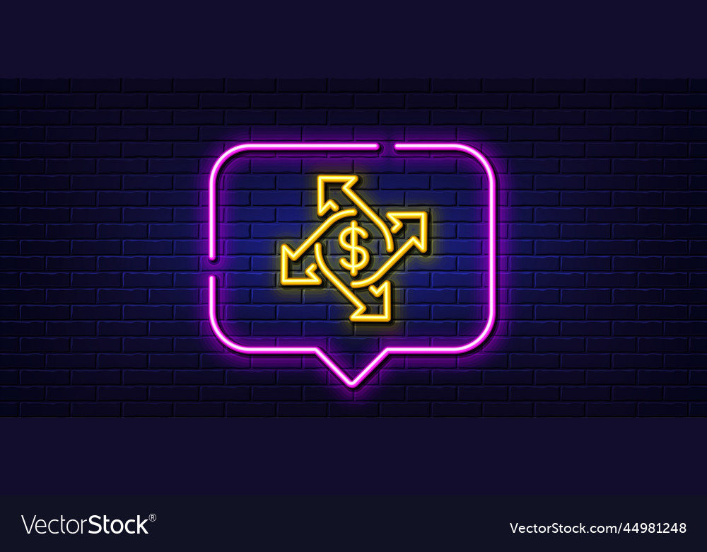 Payment exchange line icon dollar sign neon Vector Image