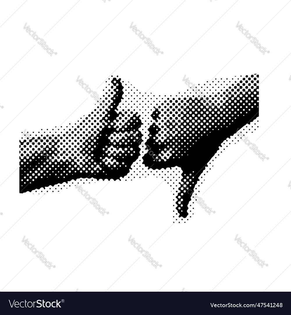 Thumbs up and down flat hands with halftone effect