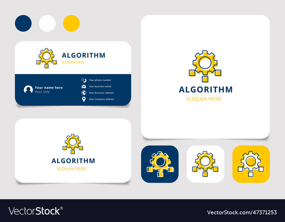 Algorithm logo design with editable slogan Vector Image