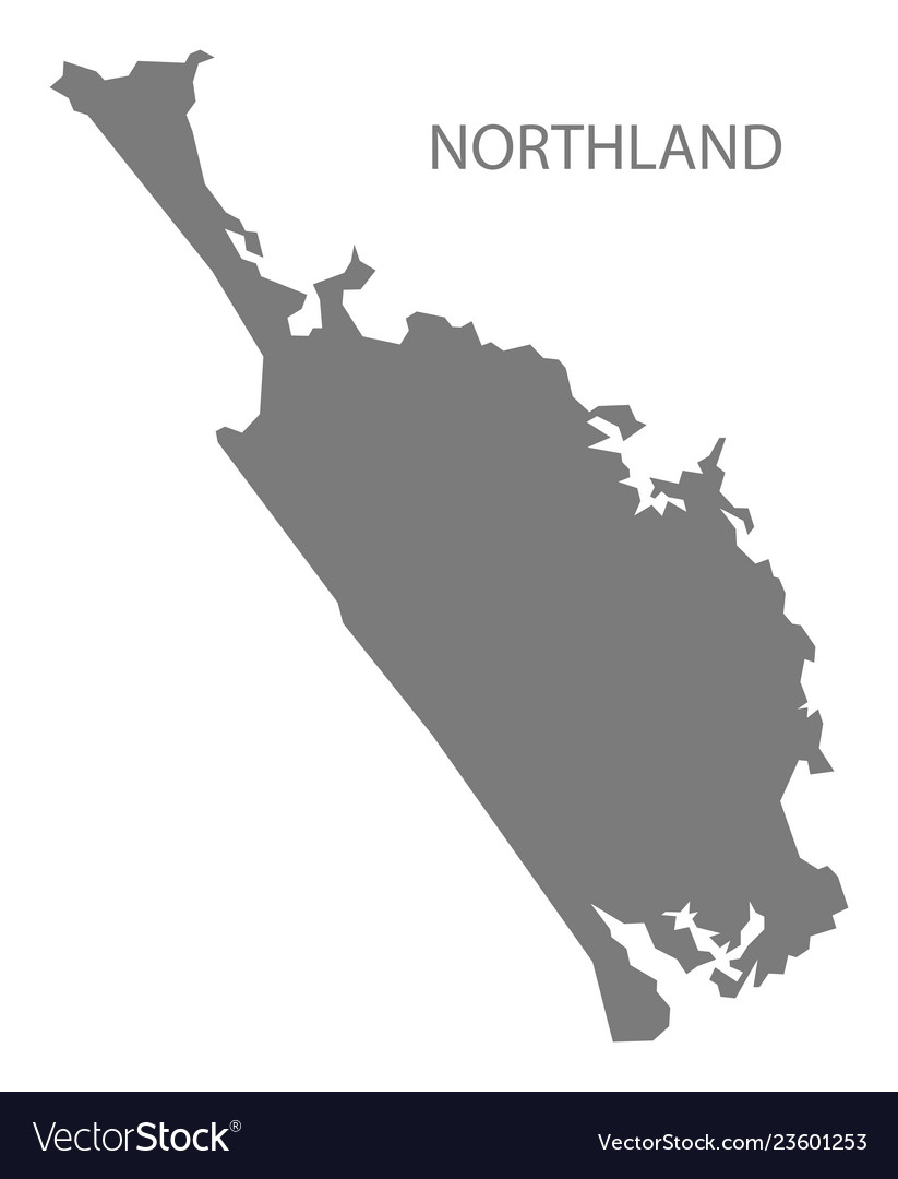 Northland new zealand map grey Royalty Free Vector Image