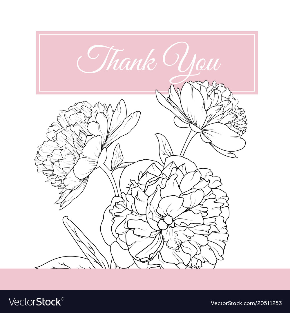 peony rose flowers bouquet thank you card template template of flowers
