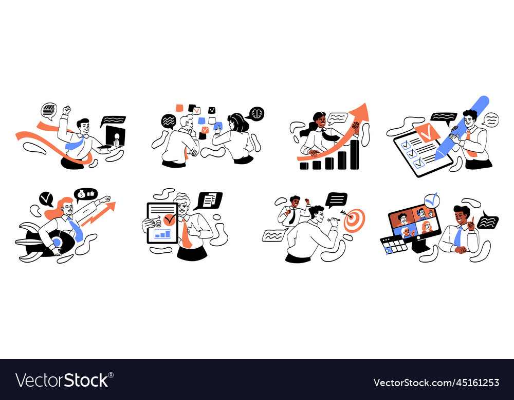 Set of people taking part in business activity Vector Image