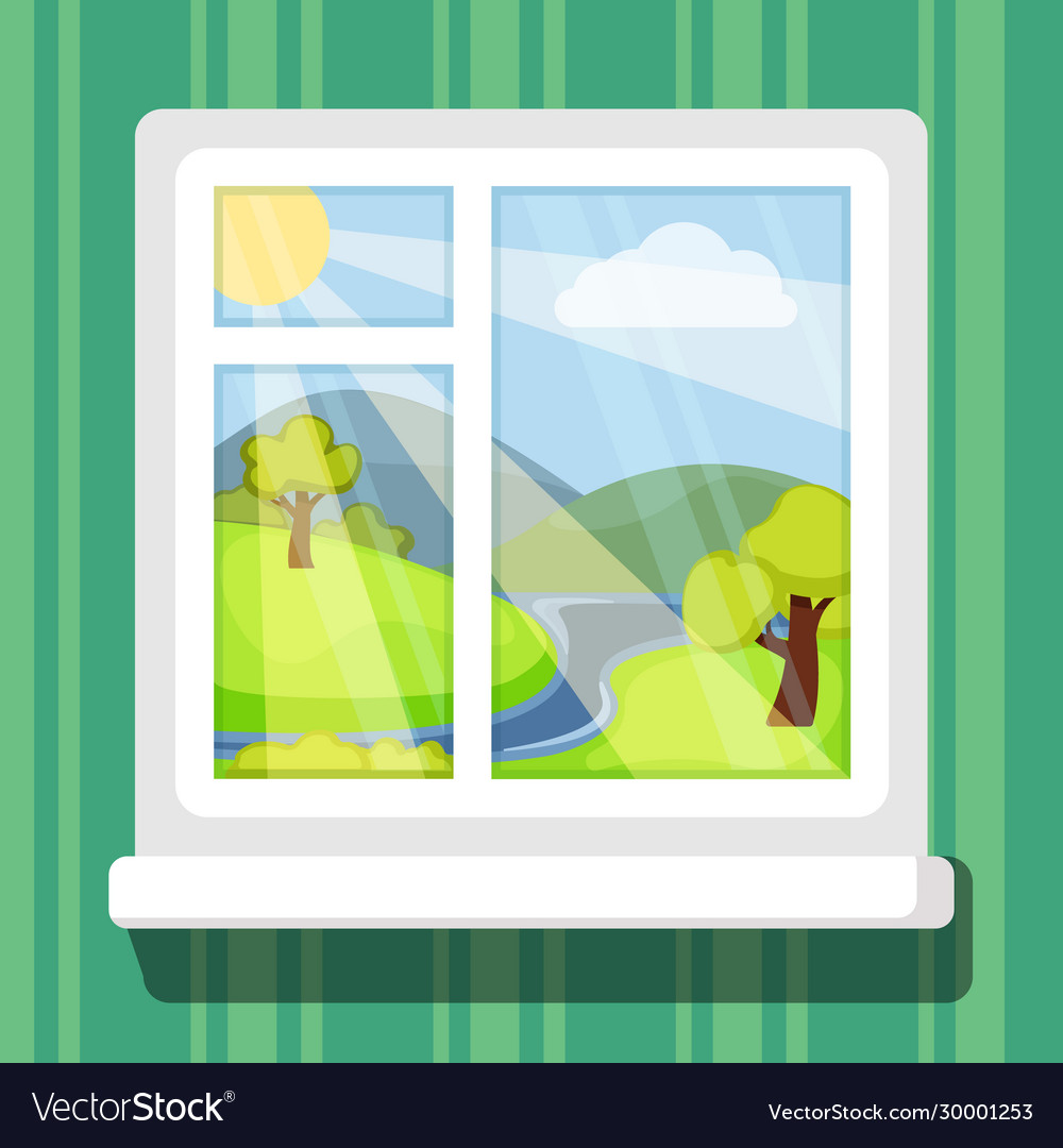 View from windows spring or summer landscape Vector Image