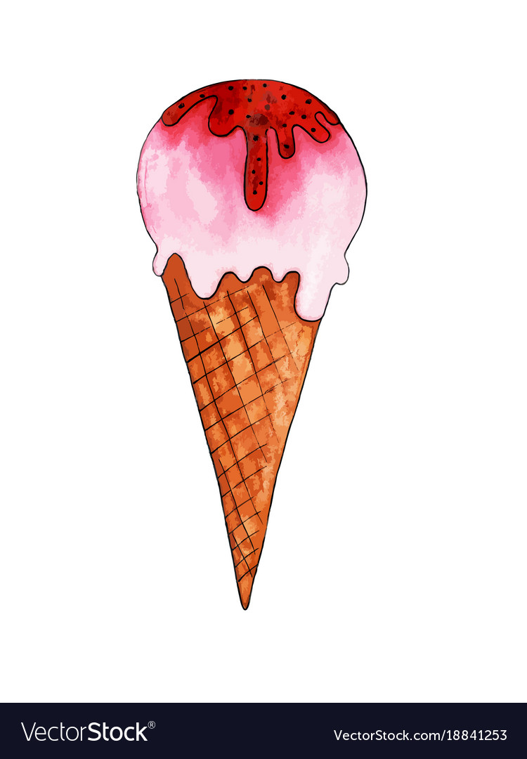 Watercolor hand drawn colorful ice cream