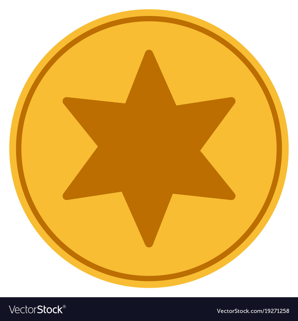 6 corners star gold coin Royalty Free Vector Image