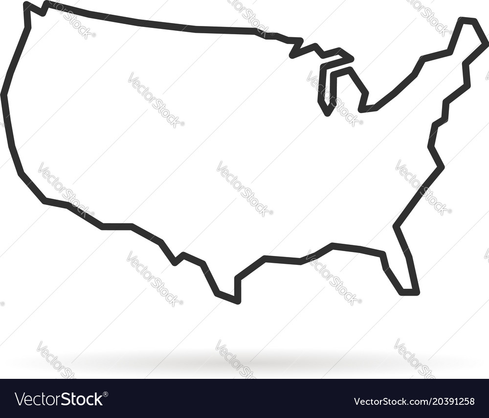 Black thin line usa icon with shadow Royalty Free Vector