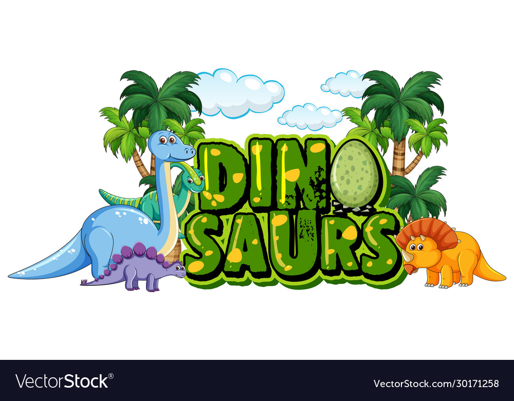 Font design for word dinosaurs with many Vector Image