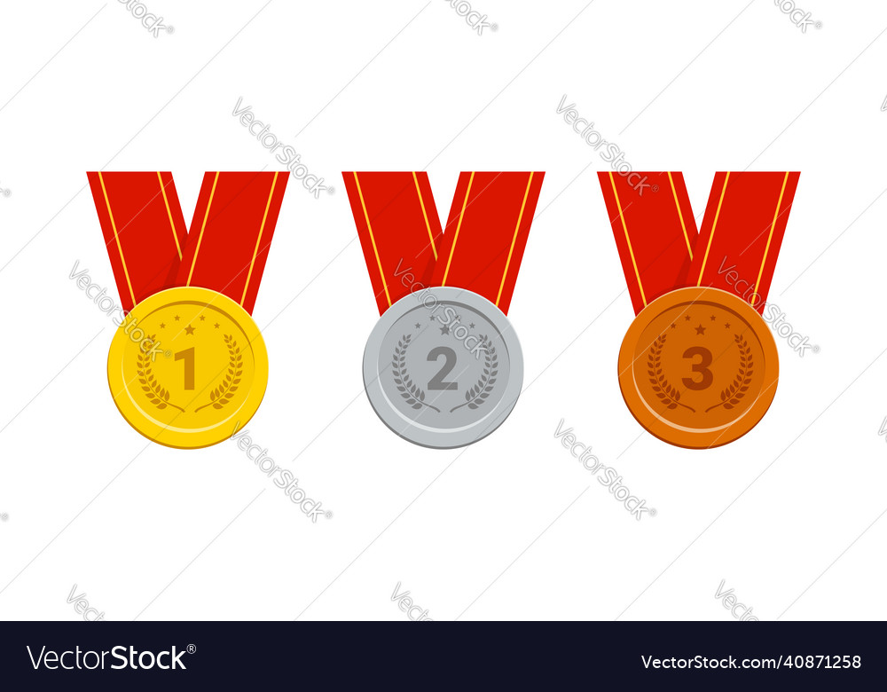 Gold silver bronze medal game winner prize medal Vector Image Gold silver bronze medal game winner prize medal Vector Image