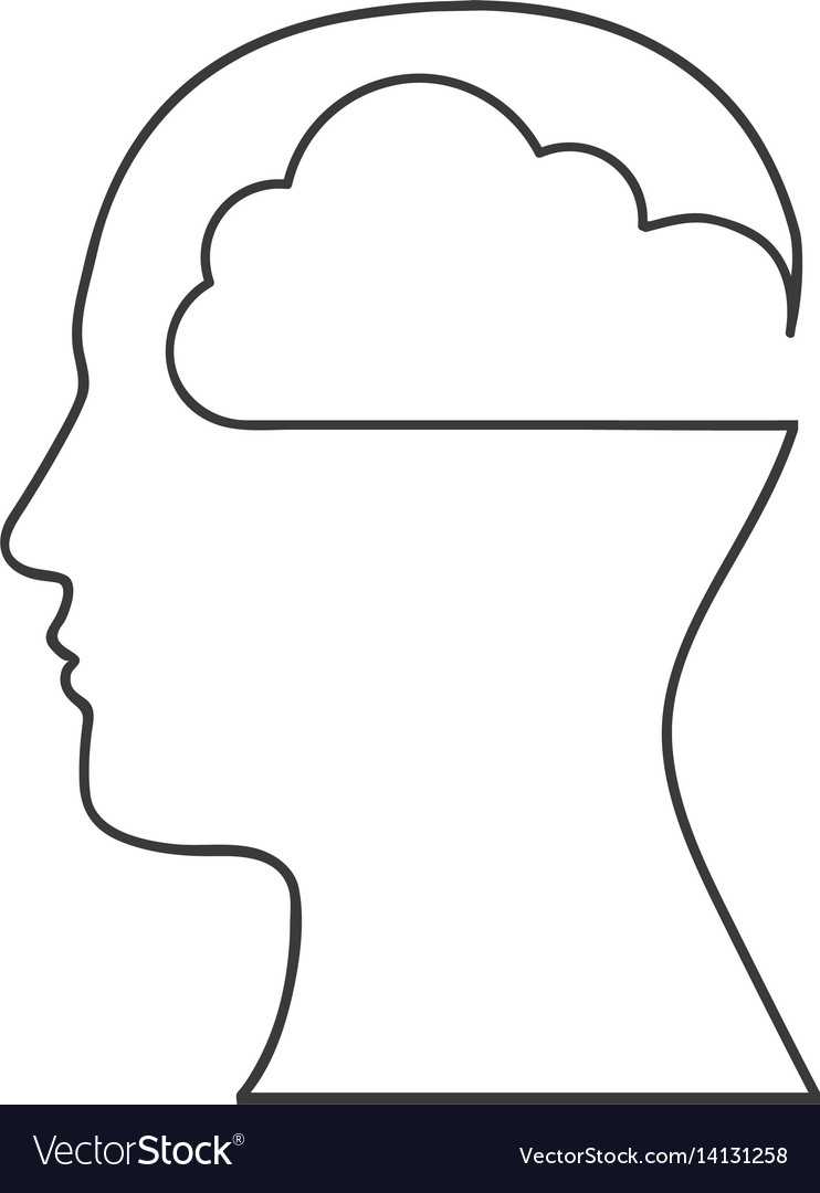 Monochrome silhouette with human head cloud Vector Image