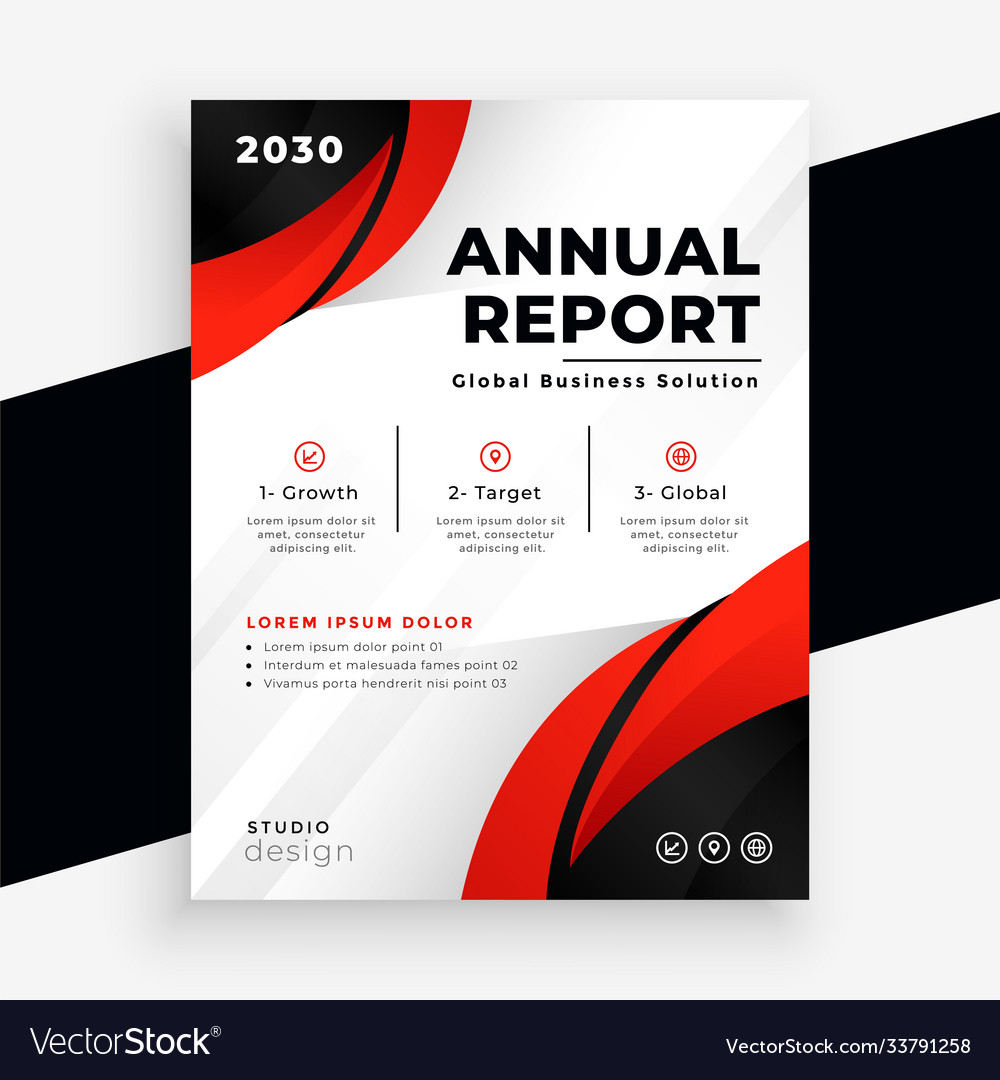 Stylish red business annual report brochure Vector Image