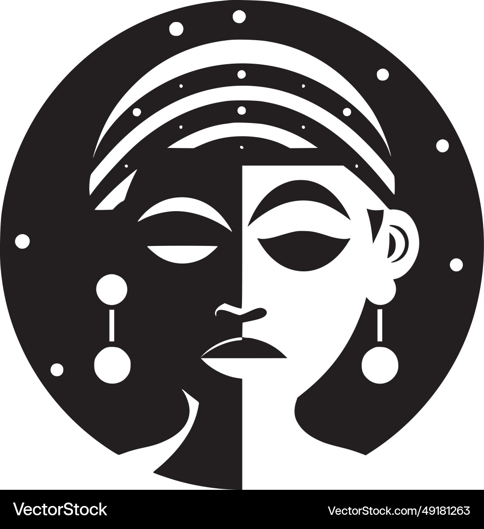 African black and white Royalty Free Vector Image