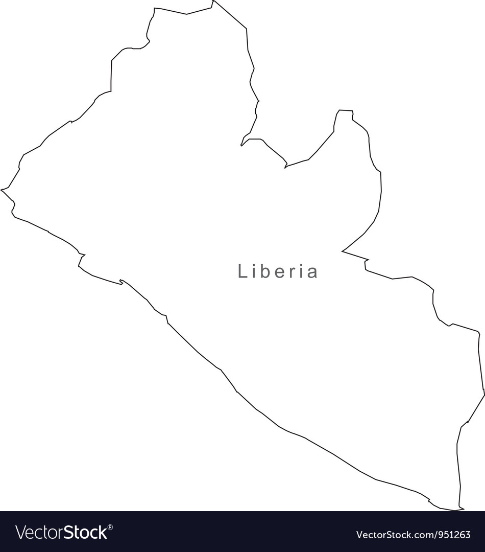 Black White Liberia Outline Map Royalty Free Vector Image