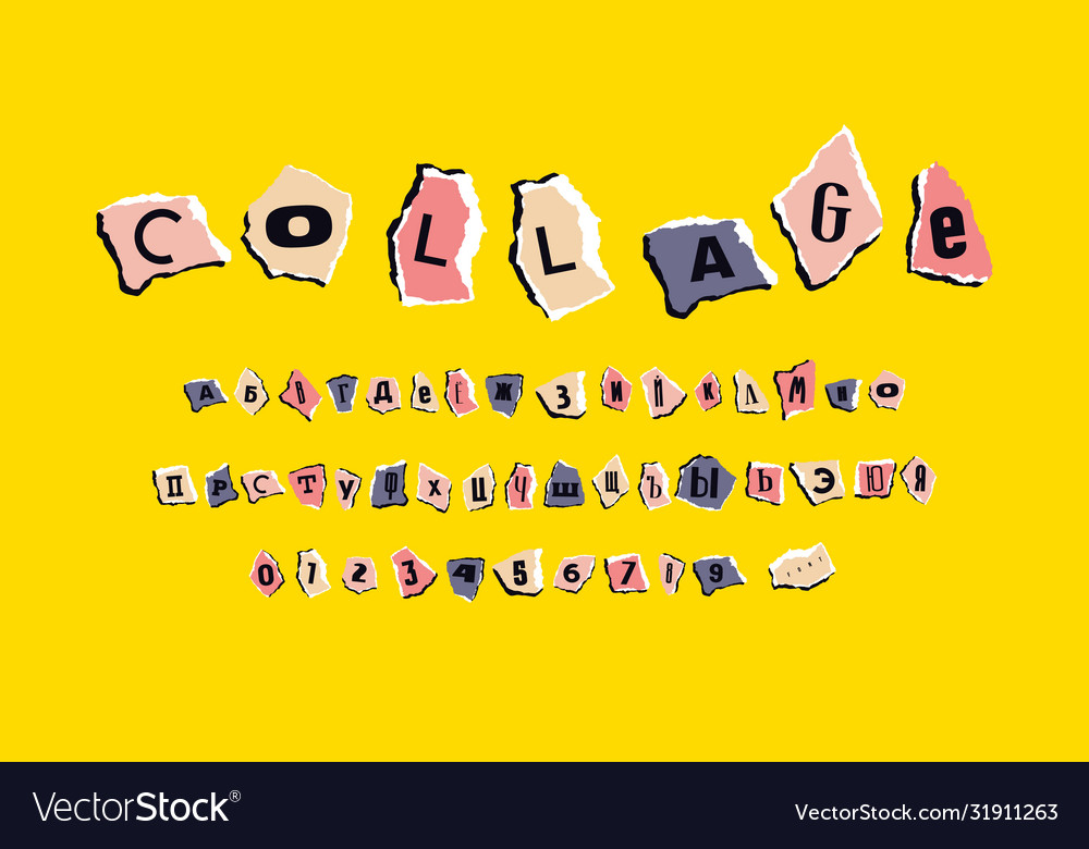 Decorative cyrillic font zine collage style Vector Image