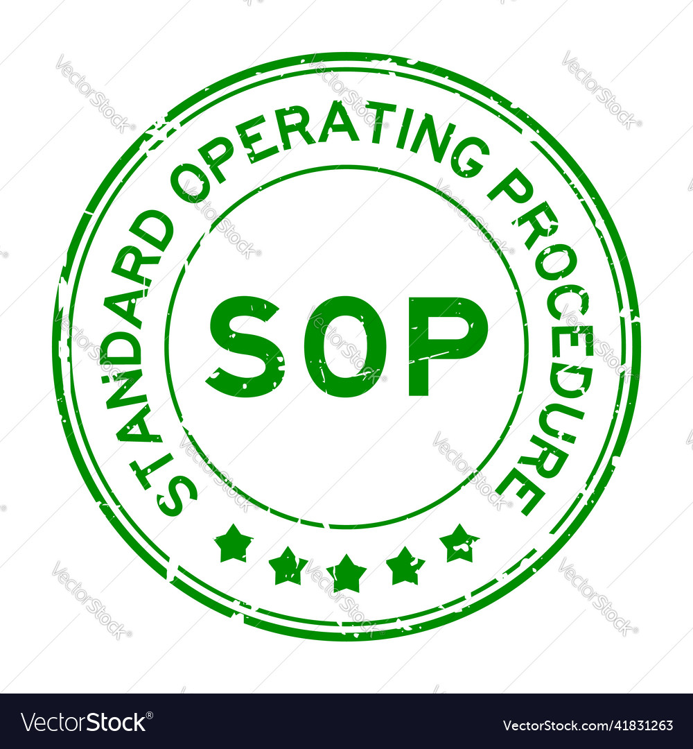 Grunge green sop standard operating procedure Vector Image