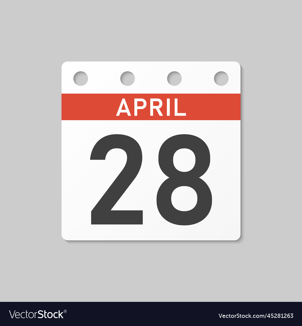 Icon page calendar day - 28 april Royalty Free Vector Image