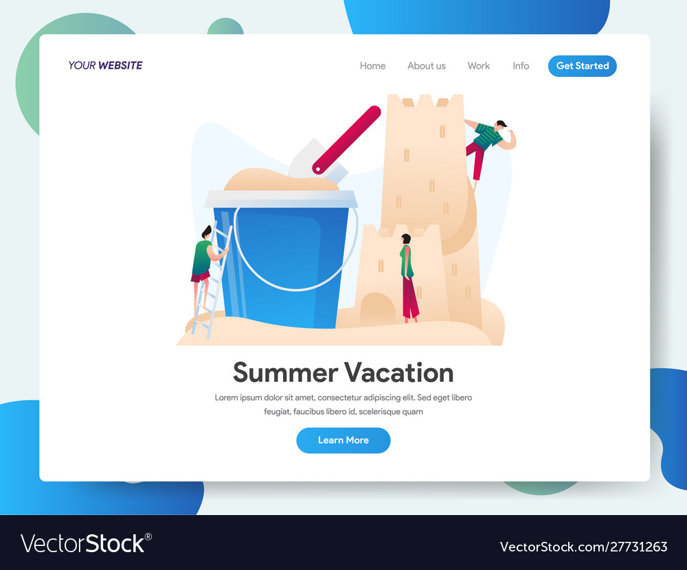 Landing page template summer vacation vector image Landing page template summer vacation