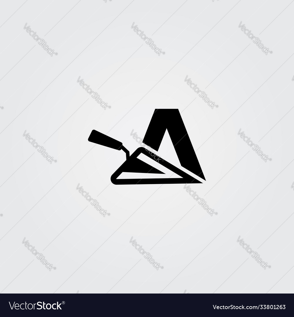 Letter a combined with trowel logo template Vector Image