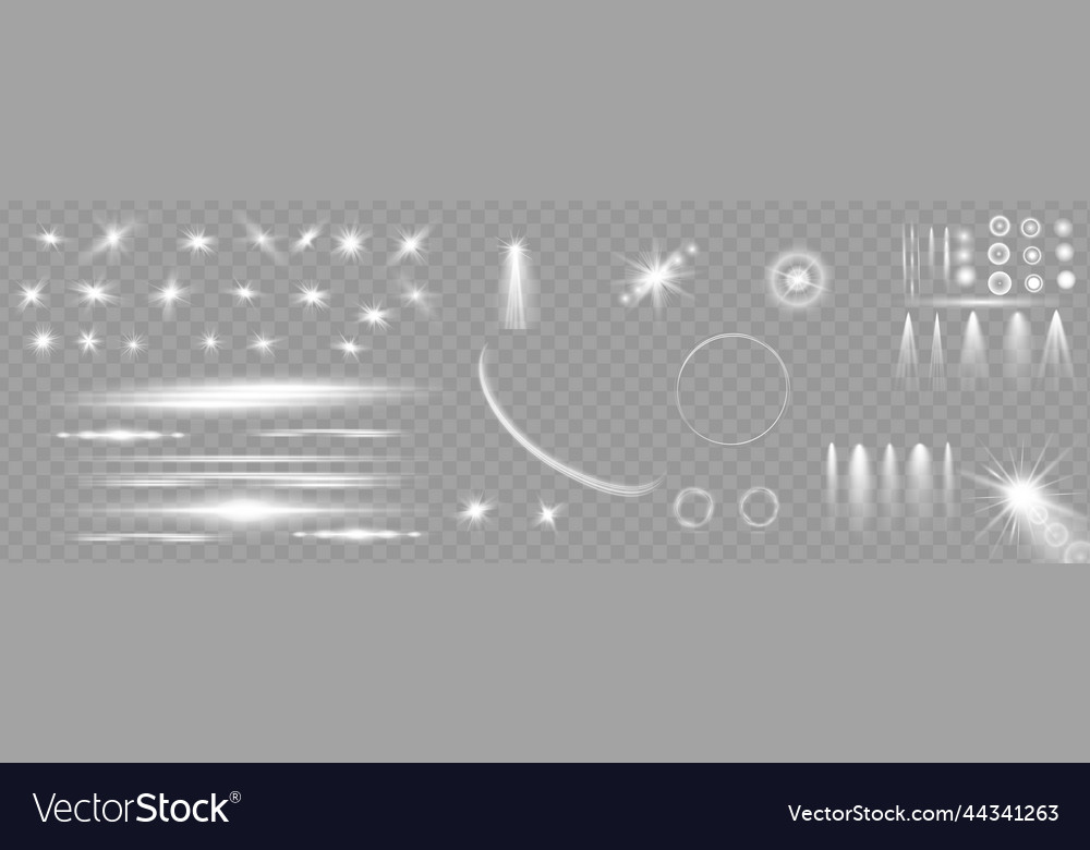 Light effect set glow isolated white transparent Vector Image