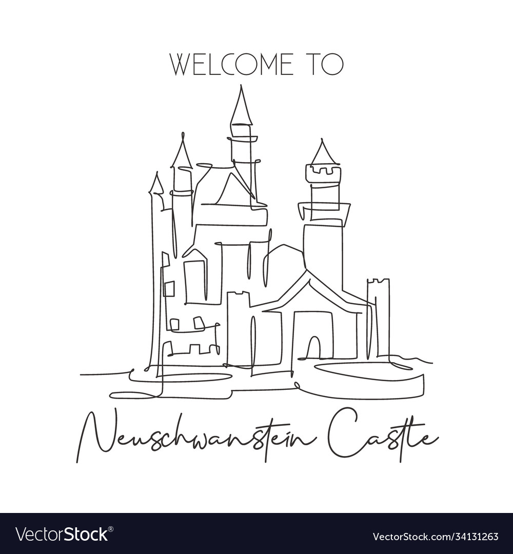 Neuschwanstein. Neuschwanstein castle hand-drawn comic illustration. Vector  doodle style cartoon illustration Stock Vector Image & Art - Alamy