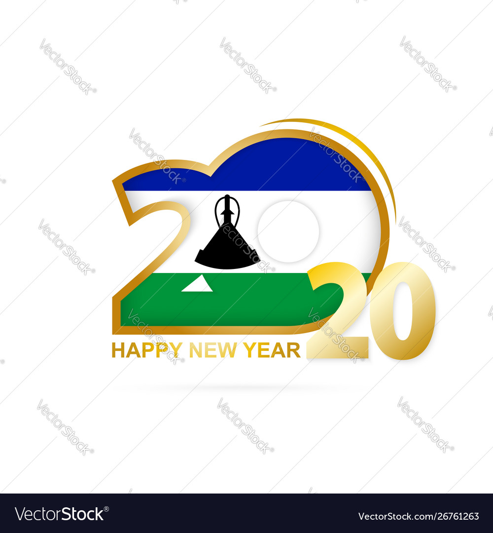 Year 2020 with lesotho flag pattern happy new Vector Image