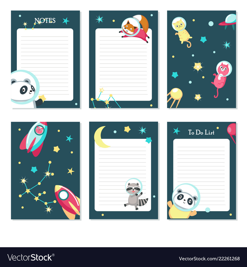 Planner template with cute space animals Vector Image