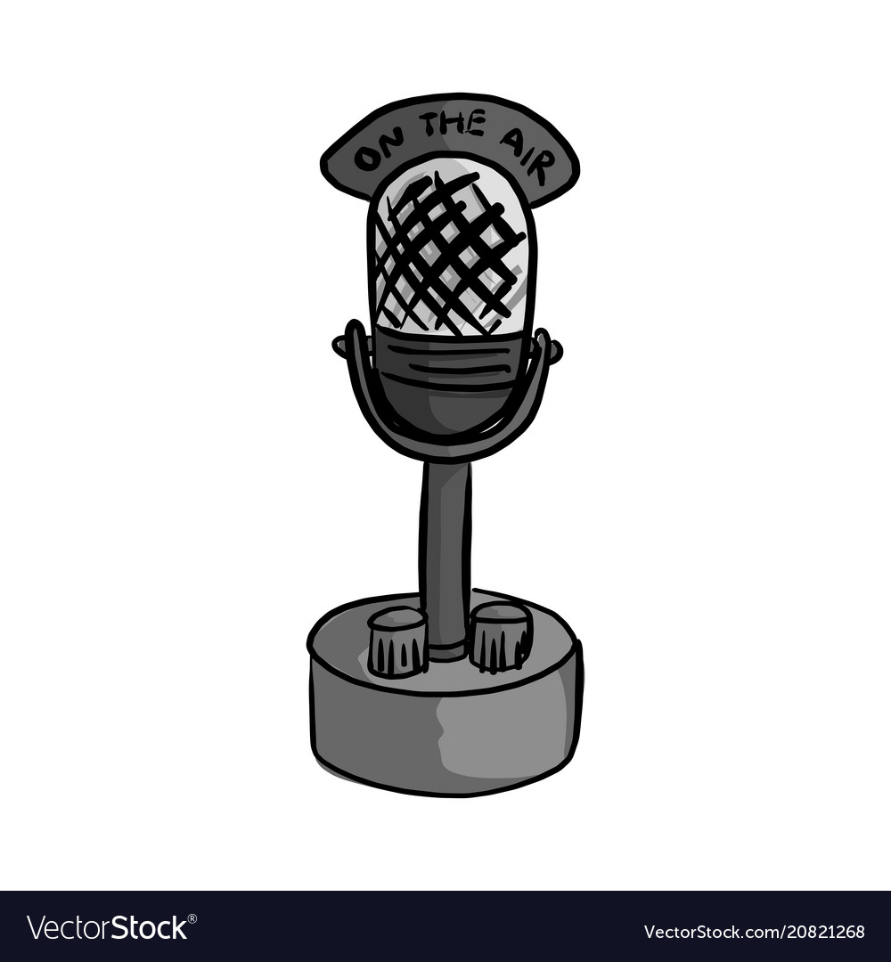 Retro microphone with the word on the air Vector Image