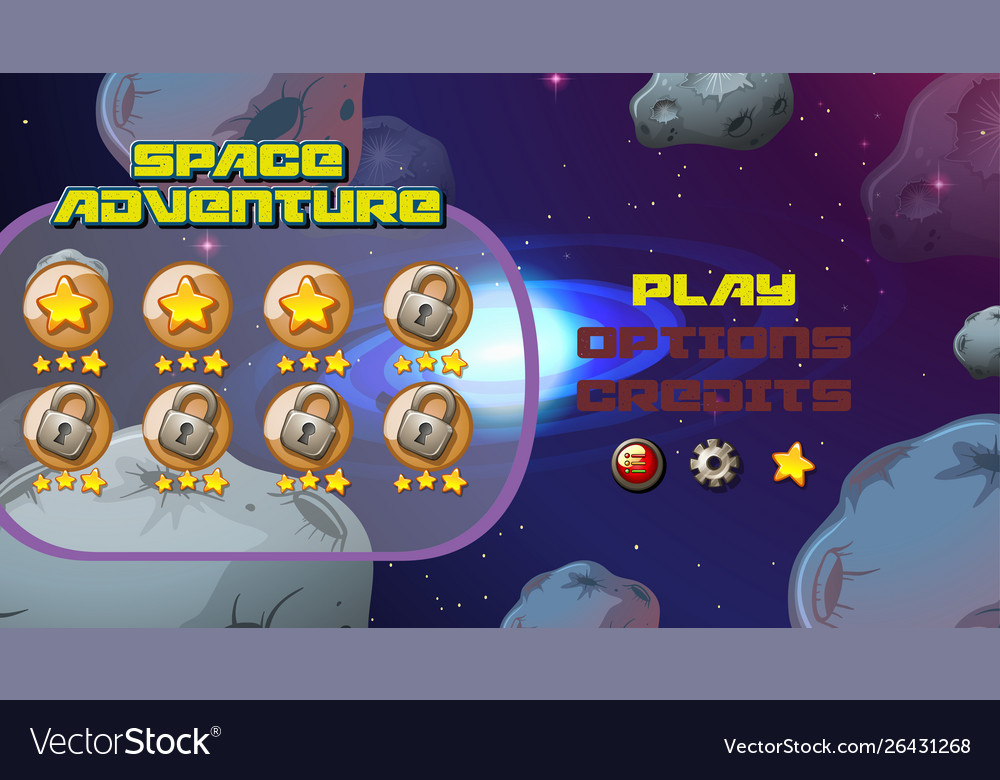 Space adventure game background Royalty Free Vector Image
