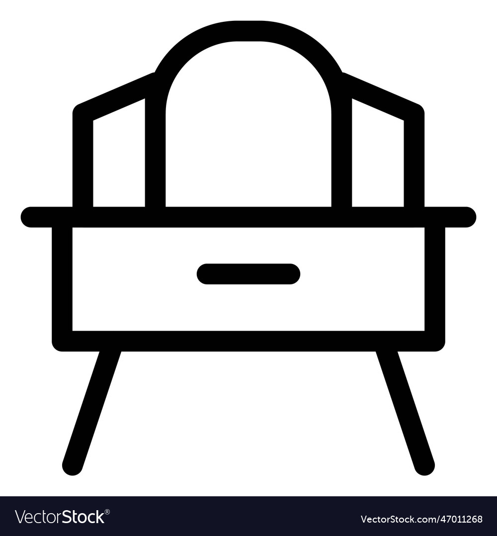 Tiny mirror over a wooden vanity table Royalty Free Vector